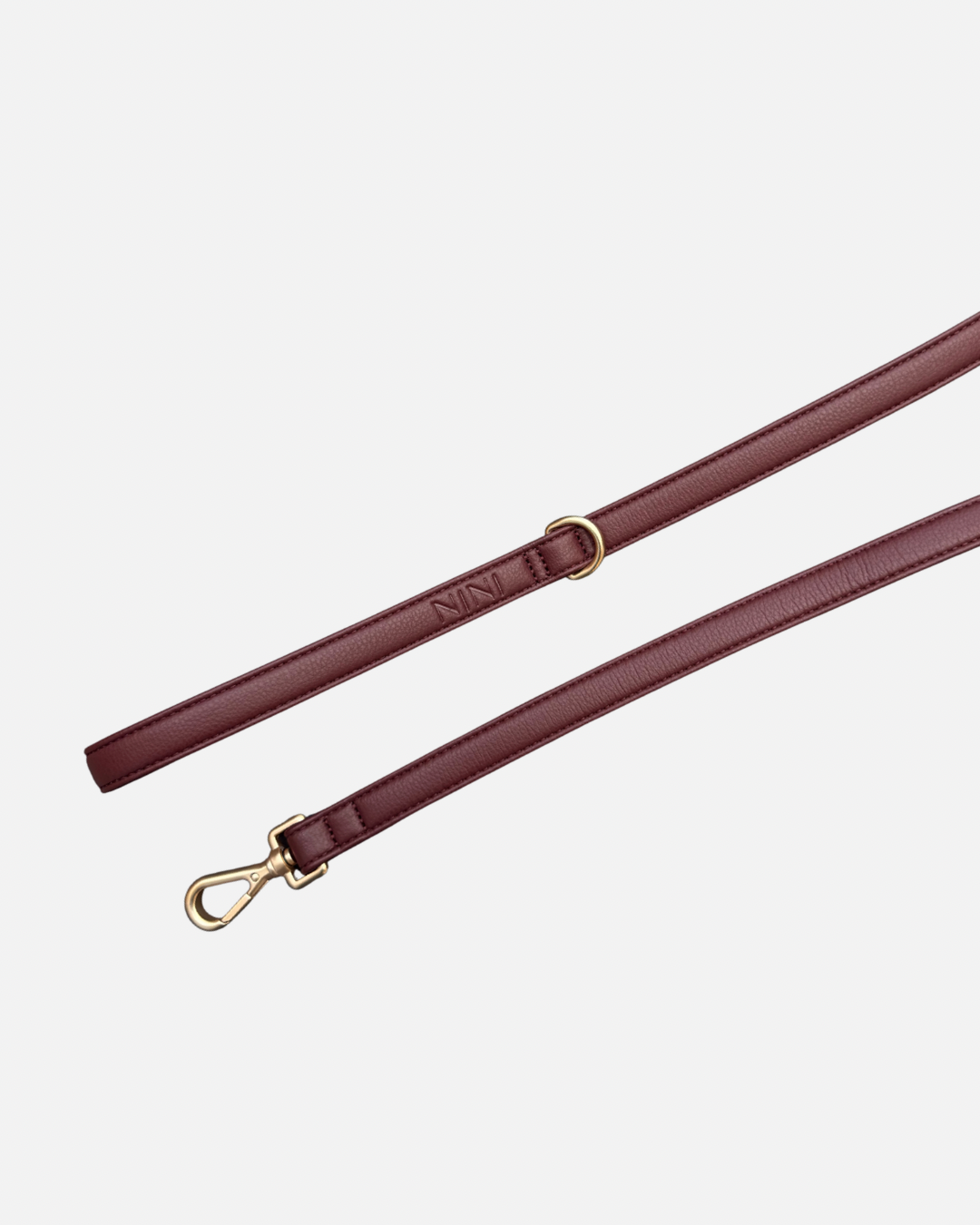 Laisse chien classique bordeaux microfibre vegan Nini Dog Shop