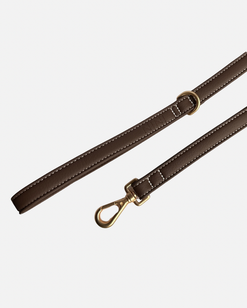 Laisse chien classique chocolat microfibre vegan Nini Dog Shop